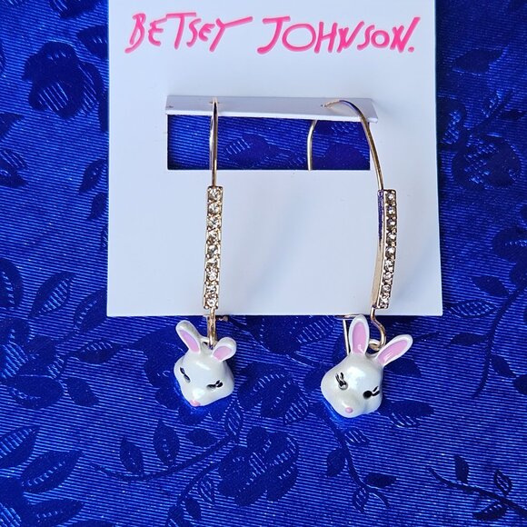 🐰🥚🪻Betsey Johnson EASTER BUNNY RABBIT Earrings - NWT🪻🥚🐰 - Picture 5 of 7